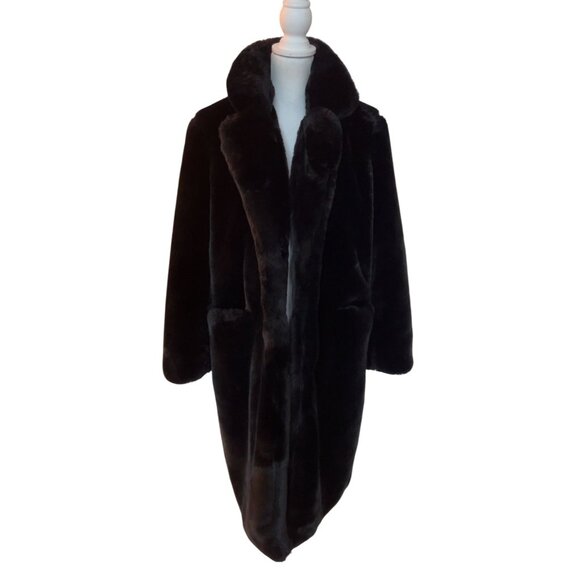 K. Zell Paris faux fur coat teddy bear coat size M black - Picture 2 of 9